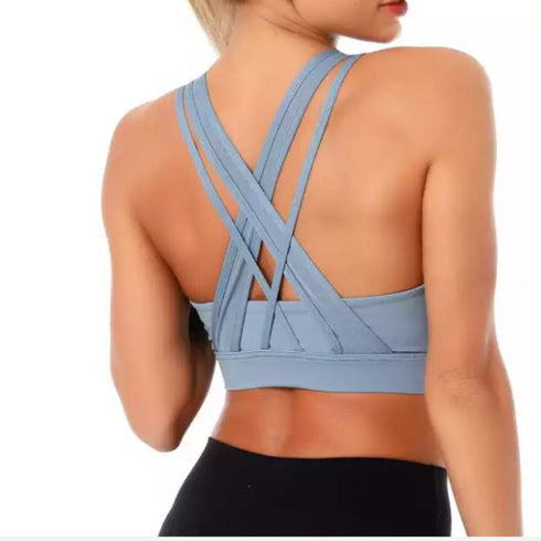 The Keeper Contour Criss Cross Back Crop BLUE