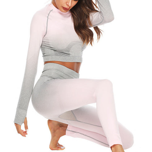 The Keeper Graduated Colour Legging & Long Sleeve Top SET PINK/GREY