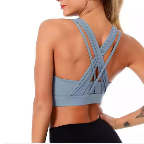 The Keeper Contour Criss Cross Back Crop BLUE