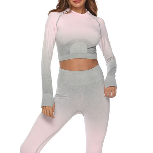 The Keeper Graduated Colour Legging & Long Sleeve Top SET PINK/GREY
