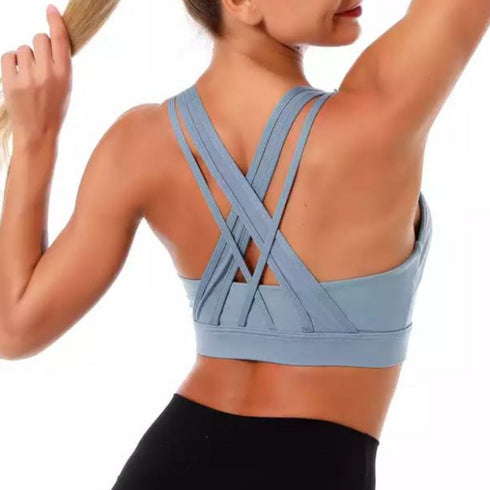 The Keeper Contour Criss Cross Back Crop BLUE
