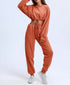The Keeper Comfy Jogger Bottoms & Long Sleeve Jogger Cropped Top SET ORANGE