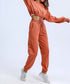 The Keeper Comfy Jogger Bottoms & Long Sleeve Jogger Cropped Top SET ORANGE