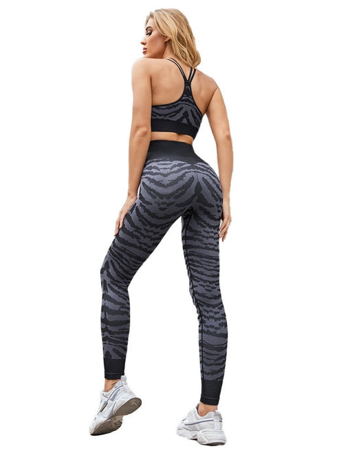 the keeper animal print SET scrunch bum leggings & push up crop black