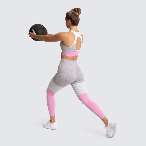 طقم ذا كيبر بنطال ضيق كامل الطول مع سروال قصير بلون وردي